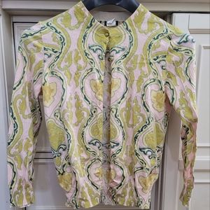 J. Crew Paisley Print Jewel Button Cardigan Sz Medium